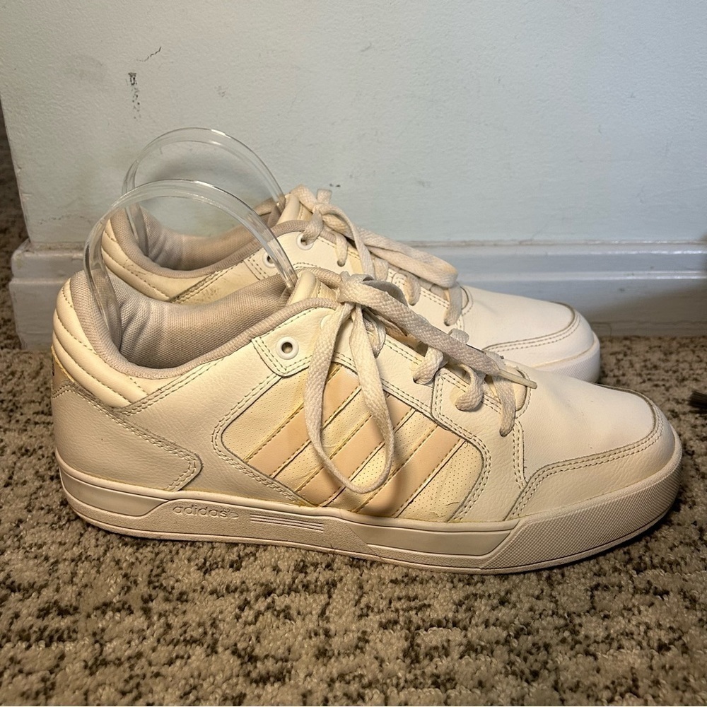 Adidas Neo-Label White & Baby Pink Lace Up Sneakers Size 9.5
